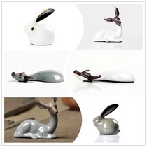 Kung Fu tea set tea ceremony accessories tea pet ornaments boutique can raise creative tea pet animal ornaments calf rabbit deer