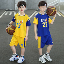 Boys basketball suit set of children's short sleeve pants two-piece summer breathable quick-drying clothes for primary school students sportswear
