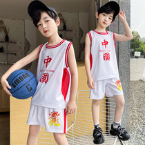 Basket Basketball Suit Boys' Sleeveless Quick Drying Kindergarten Baby Sports Performance Suit Competition Training Suit