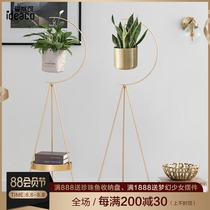Nordic light luxury metal floor-to-ceiling flower pot flower stand Creative living room shop balcony hanging simulation green plant potted plants