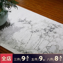 Sanqintang hand-painted tea table Song painting style tablecloth tea cloth Kung Fu tea set Tea ceremony accessories S03037