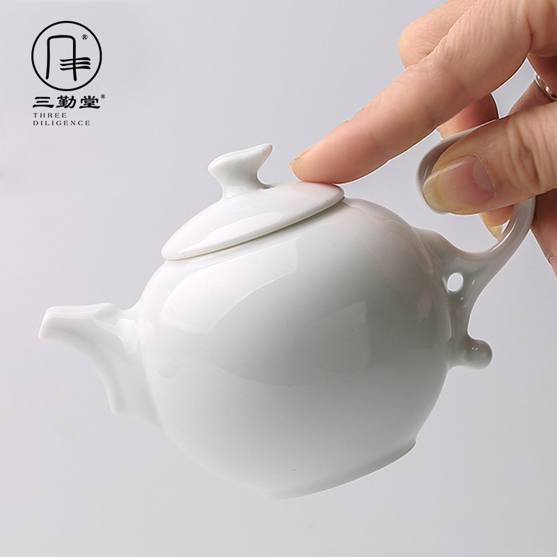 The three regular white porcelain of jingdezhen ceramic teapot kung fu tea tea filter hand grasp S21004 pot of single pot