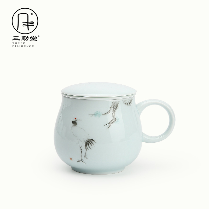 Three frequently hall jingdezhen ceramic cup with cover filter keller cups tea longquan celadon S61018 office