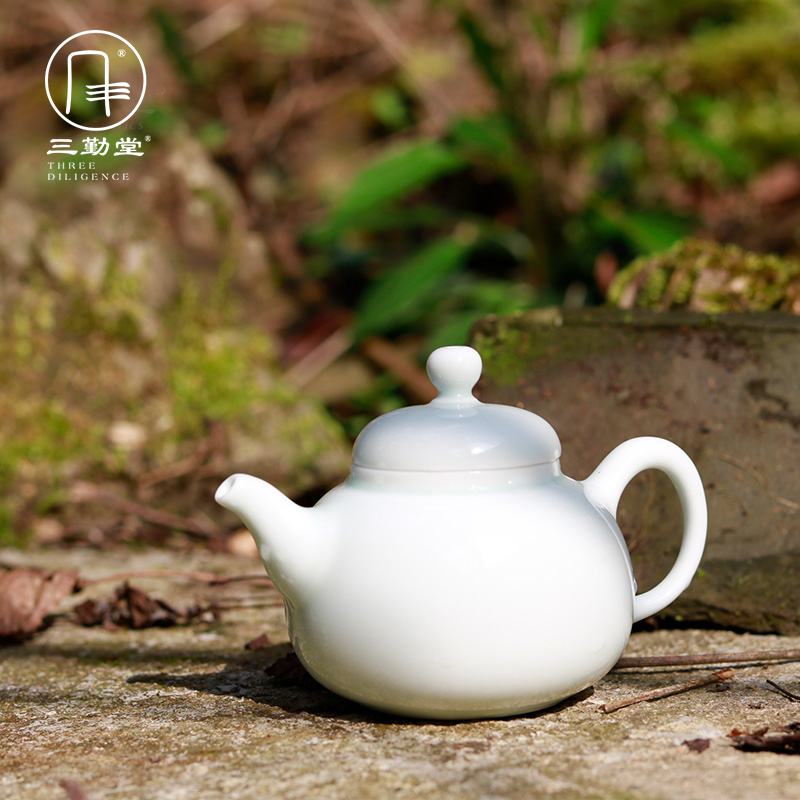 The three frequently shadow blue little teapot kung fu tea tea ware jingdezhen ceramics office home jun DE pot by hand