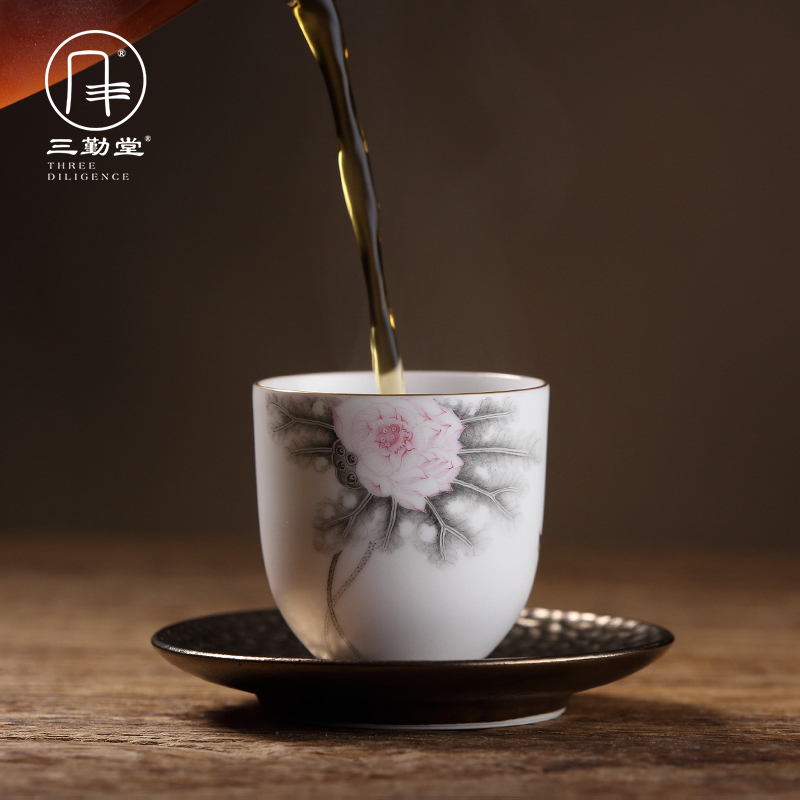 The three frequently ceramic cups sample tea cup color ink master cup single CPU jingdezhen kung fu tea set personal cup fragrance - smelling cup