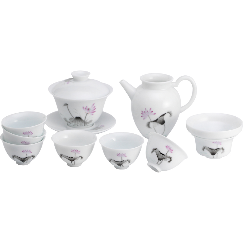 Three frequently hand - made kung fu tea set # 10 head set of jingdezhen tea cups of a complete set of tureen ST1030