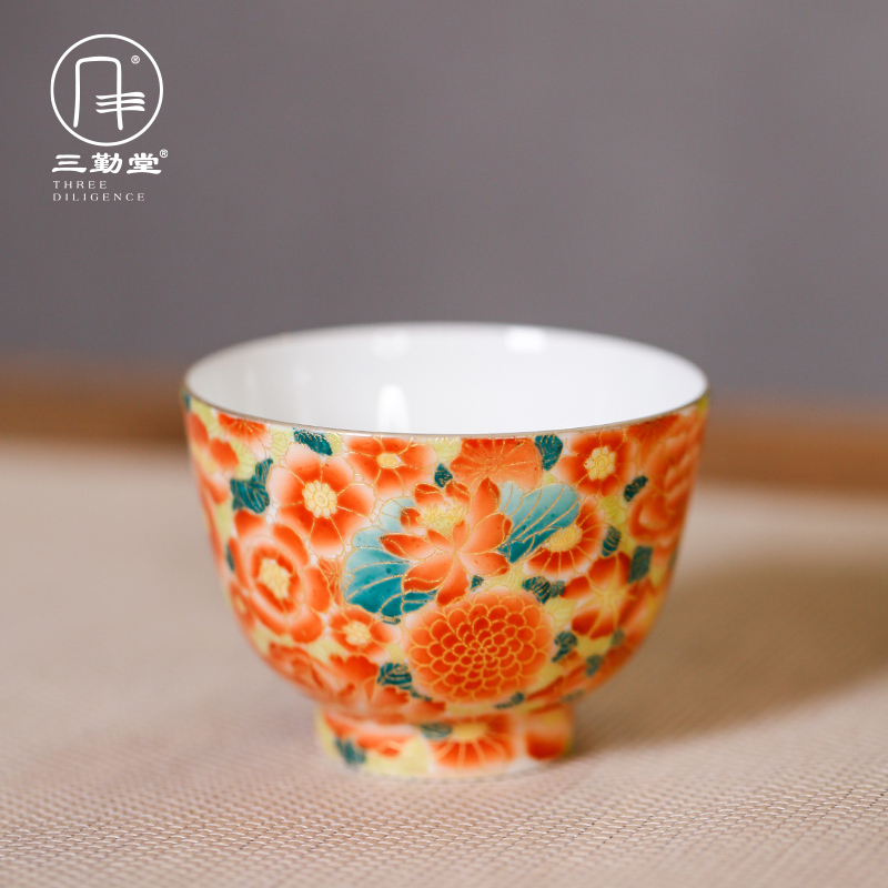 Three frequently CPU master cup single CPU hall jingdezhen wire inlay enamel porcelain cups a single sample tea cup kung fu tea set