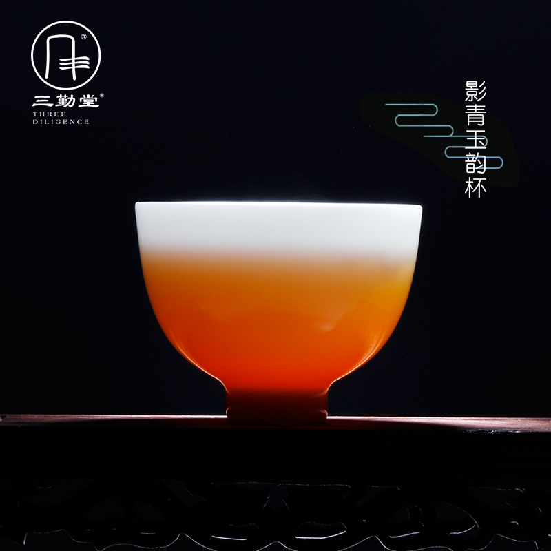 The Master cup single cup three frequently hall jingdezhen porcelain kung fu jade big pu 'er tea cups personal tea set