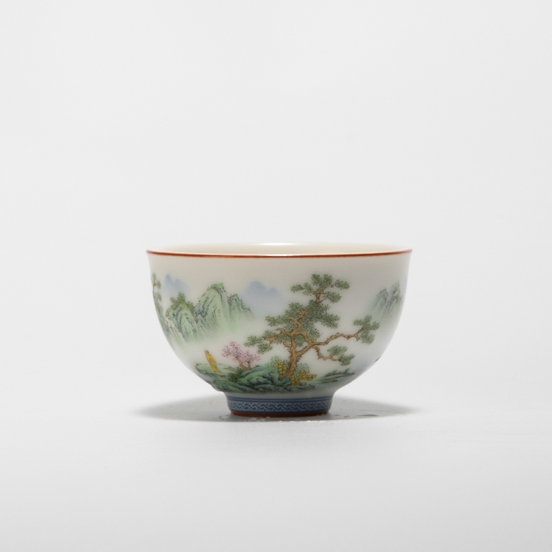 Three frequently hall jingdezhen ivory white color your up ancient landscape pattern master cup single tea cup single CPU ceramic cups