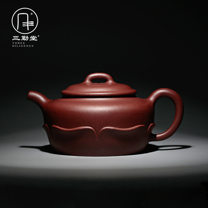 Old three frequently hall purple clay it yixing famous checking undressed ore lotus pot of antique teapot S26024