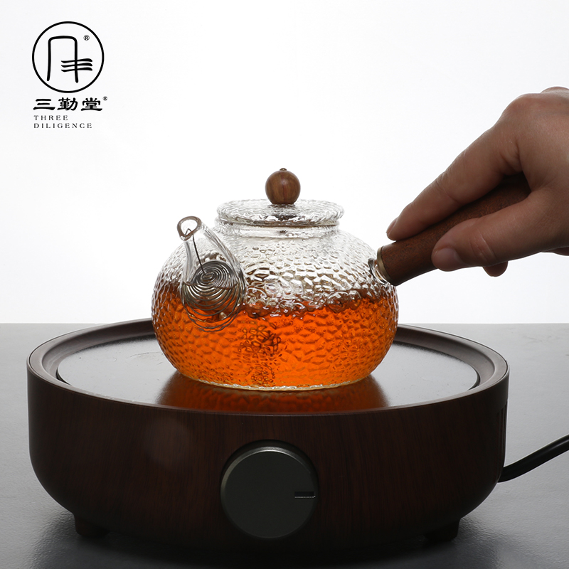 Three frequently side hall hand hammer heat - resistant glass teapot Japanese mercifully S25034 the electric TaoLu boiled tea, the teapot