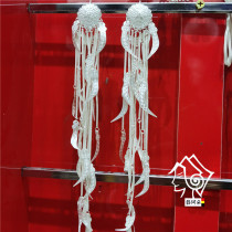 Liangshan Yi ethnic group earrings pure silver female money long flow Su flowers willow leaf style retro national wind gorgeous exaggerated bridal style