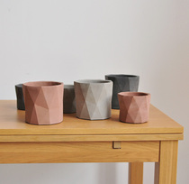 Nine Thoughts Geometric Multi-faceted Cement Flowerpots Multimeat Plant Cultivation Basin Modern Design Sense With Leak holes P008