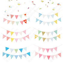 Cartoon cute pennant flag hanging flag pull Flower Flag children adult birthday party layout kindergarten decoration supplies
