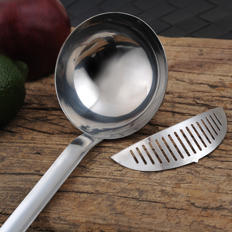 onlycook 创意厨房火锅漏勺汤勺两用勺 304不锈钢 长柄过滤网漏勺
