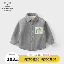 Rabbi tree childrens clothing children plus velvet shirt long sleeve winter clothing 2021 new childrens warm shirt boys shirt