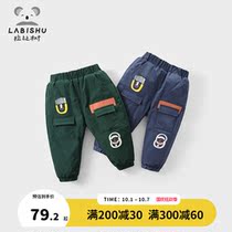 Rabbi tree childrens clothing children cotton pants 2021 winter clothes new boys sports overalls baby casual trousers