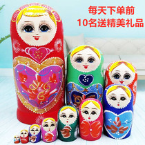 Matryoshka Russian imported characteristic handicrafts ten-layer love double heart gift for lover wedding souvenir ornaments