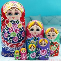 Matryoshka 7-layer wooden doll handmade creative flower painting childrens educational toy cute clearance