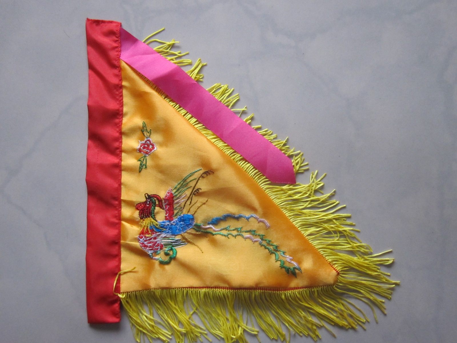 厂家直销凤凰旗小令旗 凤旗 三角旗 龙旗 双面绣凤旗