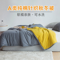 Childrens knitted cotton spring and autumn winter quilt can be machine-washed pure cotton Guinea cotton nude sleeping quilt core washable students in winter