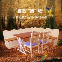 Solid wood deck dining table household small apartment restaurant simple modern corner storage sofa table and chair combination customization