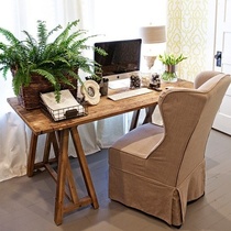 Mediterranean antique desk solid wood American old simple oak desk writing desk learning desk computer desk