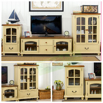 Mediterranean coffee table TV cabinet combination full solid wood TV cabinet simple modern American High Low Standing Cabinet pure solid wood