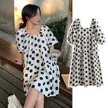 Maternity summer fashion 2021 new bubble sleeve skirt large size summer small fresh maternity dress summer