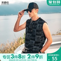 British Lun ins tide brand full print vest man 2022 summer new Style Hong Kong style outside wearing loose shoulder top tide