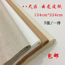 Handmade piyunlong leather paper rice paper is 8 feet of natural color coarse fiber antique semi-mature calligraphy Chinese painting eight feet