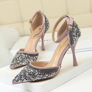 Han edition fashion glasses with high 313-7 with hollow light mouth pointed diamond sequins and women sandals hollow out