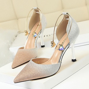 313-6 han edition hollow high shoes with color matching color gradient hollow point diamond metal one word with sandals