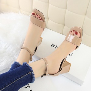 821-1 han edition fashion simple comfortable joker with square hollow out peep-toe shoes thick with high one word with s