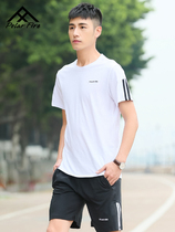 Polar Fire Casual Sports Suit Men's New Summer Thin Short Sleeve Round Neck Running Fitness Handsome Two Piece Set