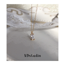 ND Extremely Shiny Bath French style elegant small square drilling with beauty imports 14K Baugold necklace lock bone chain neck chain