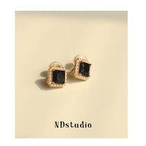 ND Without Ear name Yuanyuan High sense Black Manau Mini small pearl retro port Wind Pain Free Mosquito Coil Pan Ear Clip