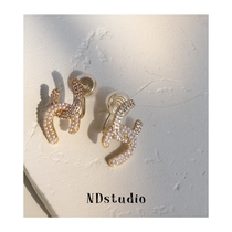 ND without earbughole ear clip female high level sensation small fragrant wind knotted pearl shiny drill mosquito incense disc ear clip spring and summer new