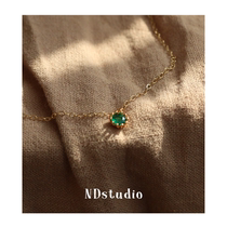 ND extremely flashy elegant progenitor green 14K bag gold necklace base Daily Ultra Shiny Collarbone Chain Neck Chain Woman