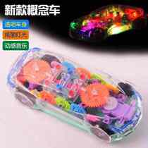 Universal Transparent Gear Racing Train Helicopter Electric Childrens Puzzle Simulation Model Lightmusic Toys