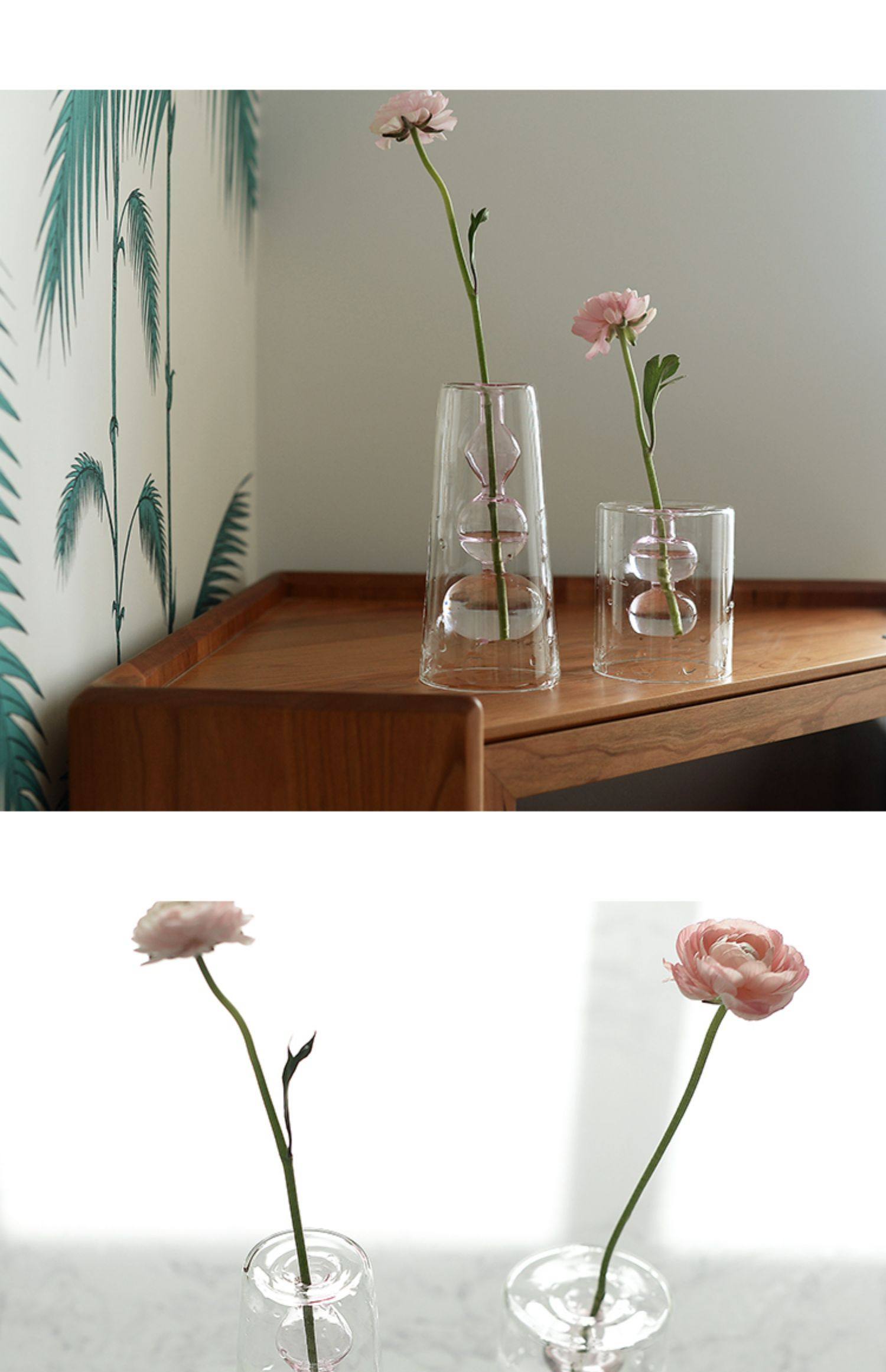 refound定制英国设计复古彩色玻璃插花瓶葫芦水培花器装饰摆件ins