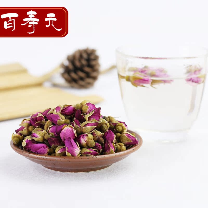 百寿元重瓣红玫瑰花草茶 胎玫瑰花茶包邮 干玫瑰花蕾60g罐装包邮产品展示图5