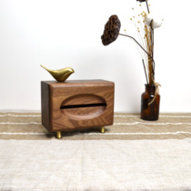 Copper woodism black walnut tissue box Nordic light luxury style household dining room living room whole wood mortise and tenon paper pumping box