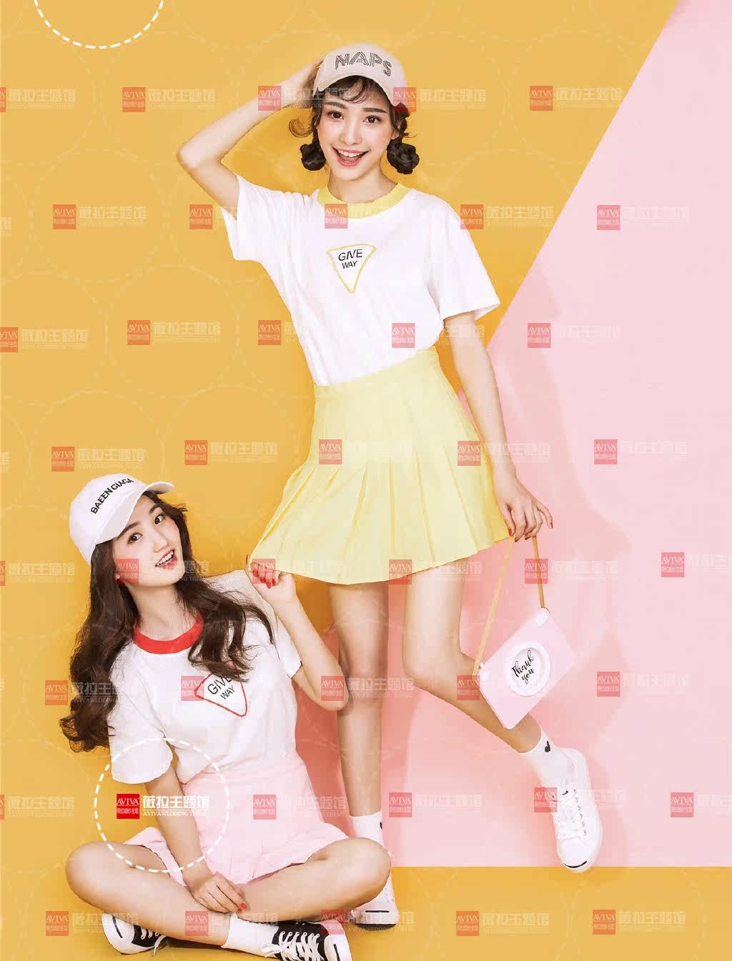 新款运动装姐妹装啦啦队服促销服舞台演出服甜美少女闺蜜写真服装