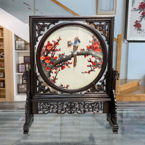 Ya embroidery collection Hunan embroidery hand embroidery double-sided embroidery screen ornaments red sandalwood desktop craft gift living room study