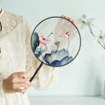 Handmade embroidery fan Hunan embroidery Group fan double-sided embroidery National Wind Lotus peony craft gift Rabbit fan Mid-Autumn gift