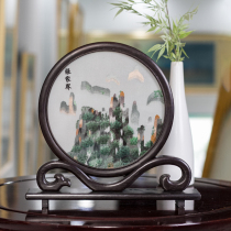 Ya embroidery collection Hunan embroidery manual double-sided embroidery new Chinese style ornaments Chinese style peony flower Ruyi frame setting table gift box box