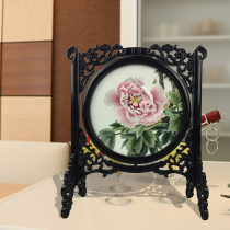 Ya embroidery collection Hunan embroidery abroad gifts peony rich red sandalwood pure hand embroidery ornaments double-sided embroidery Hunan specialty