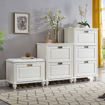 American-style solid wood tipping bucket large-capacity shoe cabinet home porch entry door shoe stool cabinet entry door simple can sit shoe cabinet