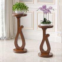 All solid wood round flower stand living room modern minimalist flower floor stand wooden balcony plant potted storage shelf